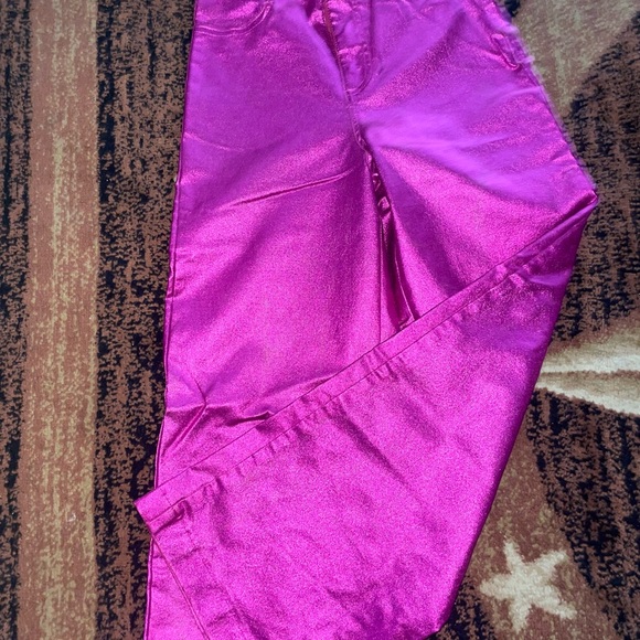 Women's Shiny Pink Flare Pants - Picture 1 of 1